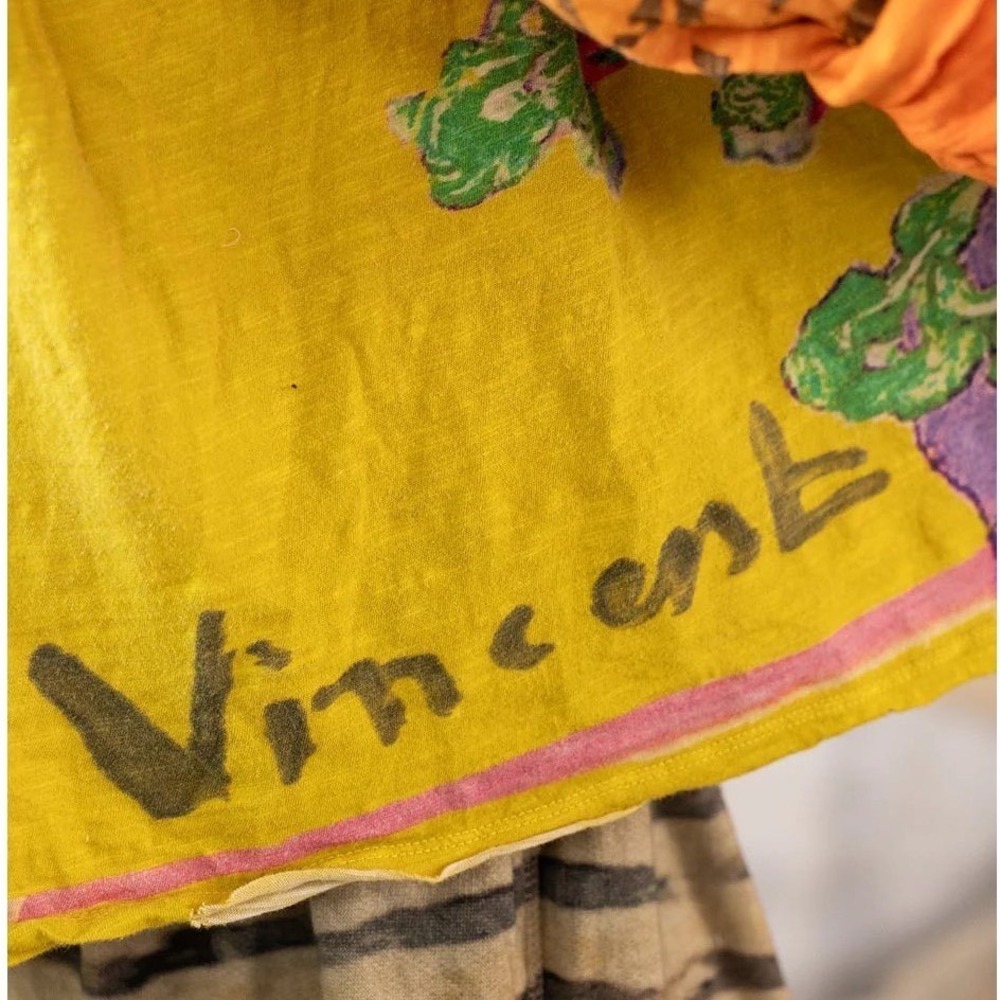 Magnolia Pearl Van Gogh Love Nature Short Sleeve Yellow Distressed Tee Shirt NWT - Picture 5 of 8